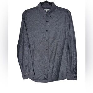 Ash & Erie Mens Medium Slim Fit Gray Button Down Shirt Cotton Long Sleeve Casual